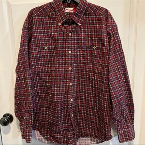 Tony Lama Red and Green Plaid Button Down Shirt